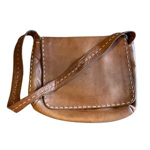Kenneth Cole New York Vintage Brown Leather Saddlebag Shoulder Strap Purse